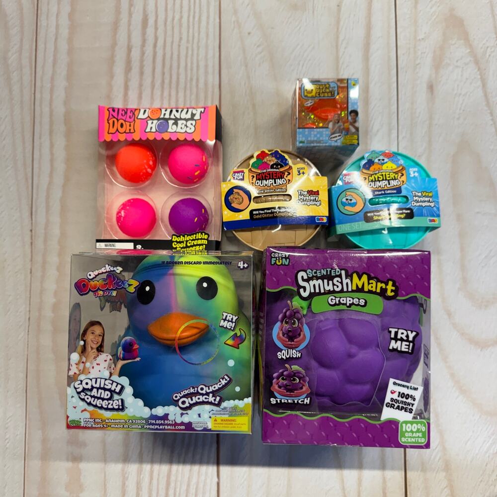 New Sealed NeeDoh RMS Squishy Bundle Tie-Dye Duckeez Cube Grape Donut Dumpling